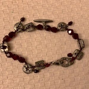 Burgundy beaded crystal and diver styled bracelet